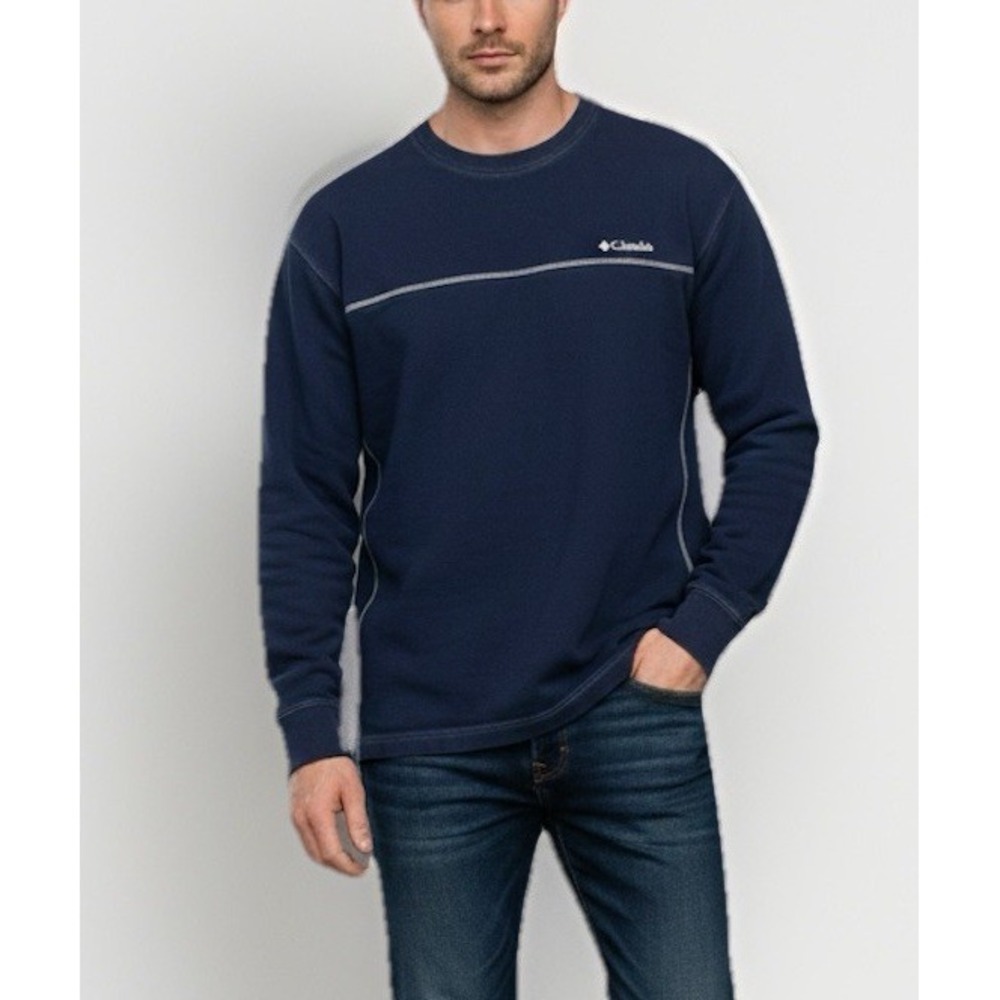 Columbia Mens Huttoville II Crew Neck Long Sleeve Pullover Sweatshirt Navy XL